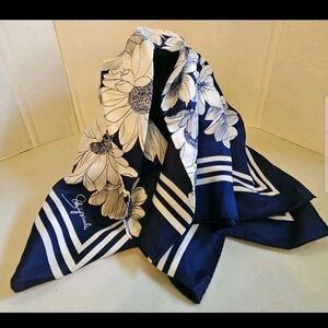 Vgt Square Scarf Poly/Nylon Blue & White Floral 29"× 28"
